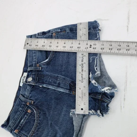 Agolde Parker Denim Shorts Womens 25 medium Wash Cutoff Raw Hem Distressed 2.5" - Picture 7 of 10